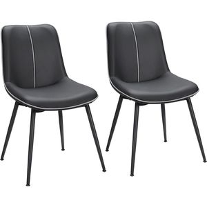 Rootz 2-delige set eetkamerstoelen - keukenstoelen - gestoffeerde stoelen - ergonomisch ontwerp - inktzwart - 56 cm x 50 cm x 81 cm