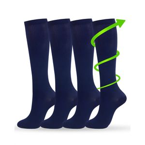 Premium Duopack Compressiekousen Donkerblauw - Compressie Kousen Sokken - Geschikt voor Sporten - Op Reis - In het Vliegtuig - Unisex - Maat 36-40