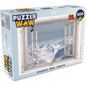 Puzzel Doorkijk - Berg - Sneeuw - Legpuzzel - Puzzel 500 stukjes