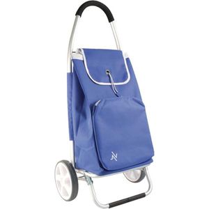 Thermische Boodschappentrolley met 2 Wielen - 50L Capaciteit - Licht Aluminium - Geïsoleerde Tas - Blauw Kleur - Eco-vriendelijk Folding Shopping Trolley