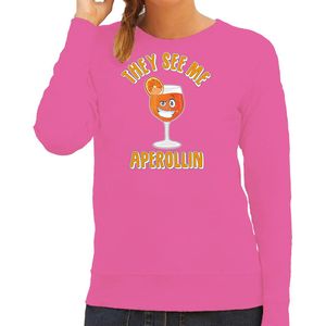 Bellatio Decorations Apres ski sweater/trui dames - aperol spritz - roze - apres ski/wintersport XXL