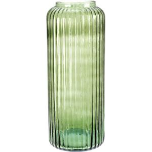 Excellent Houseware glazen vaas / bloemen vazen - groen - 15 x 37 cm