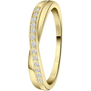 Lucardi Dames Goldplated ring met zirkonia - Ring - Cadeau - Echt Zilver - Goudkleurig