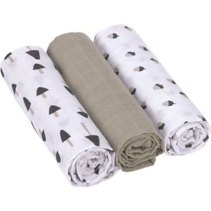 Lässig Hydrofiele luier swaddle doek Little Forest olive 3 stuks 85x85 cm