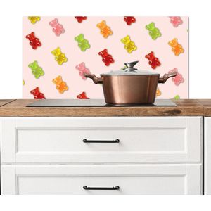 Spatscherm keuken 90x45 cm - Kookplaat achterwand Kleur - Snoep - Roze - Muurbeschermer - Spatwand fornuis - Hoogwaardig aluminium