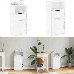 vidaXL Bijzetkast met lade ODDA 40x24x79 cm massief grenenhout wit - Bijzetkast - Bijzetkasten - Kast - Dressoir