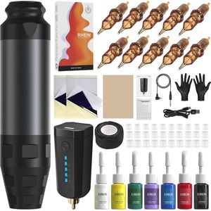 Draadloze Tattoo Machine Kit met 1600mAh Batterij en 10 Tattoo Cartridges voor Beginners en Professionals