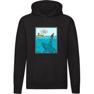 Haai houd zwemmer voor de gek Hoodie - zee - oceaan - zwemmen - dieren - grappig - trui - sweater - capuchon