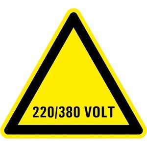 Sticker elektriciteit waarschuwing 220/380 volt 25 mm - 10 stuks per kaart