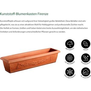 Bloembak kunststof terracotta - ca. 60 x 20 x 17 cm - voor tuin en terras