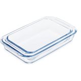 Relaxdays ovenschaal set van 2 - lasagneschaal - glas - ovenschotel - magnetronbestendig