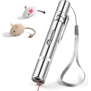 3 In 1 - LED Katten Laser - - Huisdier Interactief LED-licht Speelgoed - USB Oplaadbaar - - Honden En Poezen Laser Pen - Met Zaklamp En UV Licht Functie - Zilver