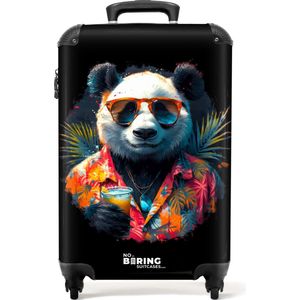 NoBoringSuitcases.com® - Handbagage koffer lichtgewicht - Reiskoffer trolley - Panda als tropische straatkunst - Rolkoffer met wieltjes - Past binnen 55x40x20 en 55x35x25