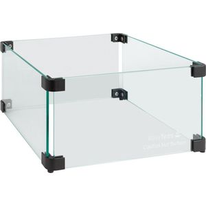 Easyfires glas ombouw vierkant zwarte hoekpunten 35x35x17cm