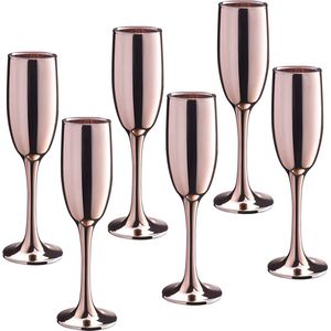 Vikko Décor - Champagne Glazen - Set van 6 Champagne Coupe - Flutes - Roze Goud