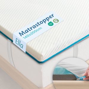 Ella® Topper 140x200 cm - Topdekmatras - Matrastopper - 2 laags, Gel Infused Traagschuim & Aircell-schuim - Topper Matras - Medium Hardheid