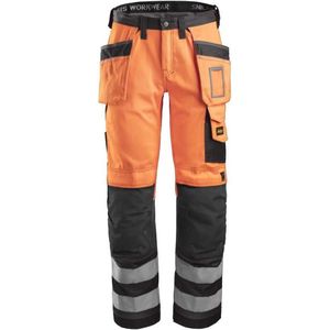 Snickers 3233 High-Vis Broek met Holsterzakken, Klasse 2 - Oranje, High Visibility/Gemeleerd Grijs - 248