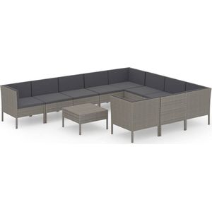 vidaXL 11-delige Loungeset met kussens - Grijs