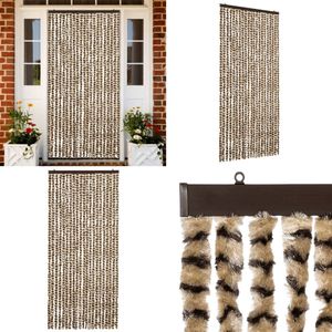 vidaXL Vliegengordijn 90x220 cm chenille beige en bruin - Deurgordijn - Deurgordijnen - Insectengordijn - Insectengordijnen