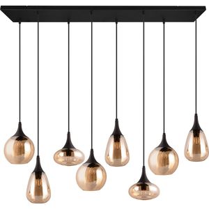 LED Hanglamp - Hangverlichting - Torna Lidia - E14 Fitting - 8-lichts - Rond - Mat Zwart - Metaal