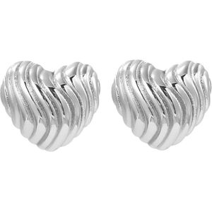 Oorbellen Wave Heart - Zilverkleurig | 1,5 x 1,4 cm | Bijoux/Messing | Hart Oorknopjes | Fashion Favorite