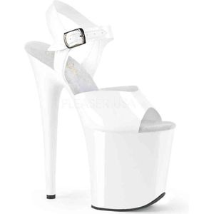 Pleaser - FLAMINGO-808N Sandaal met enkelband, Paaldans schoenen - Paaldans schoenen - 37 Shoes - Wit