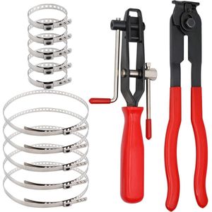 CV Joint Boot Clamp Tang Kit - 12 stuks CV Joint Boot Clamp Tang - met CV Boot Klemmen - Auto Banding Tool Kit - Automotive Slangas Tang - voor de meeste auto's