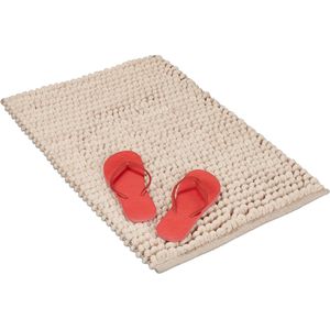 Relaxdays badmat chenille - douchemat - badkamermat - voetmat - wasbaar - 50 x 80 cm - beige
