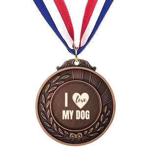 Akyol - ik hou van mijn hond medaille bronskleuring - Honden - mensen met een hond - cadeau