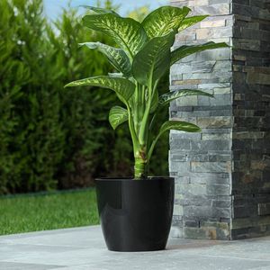 Eco Grote Bloempot - Ruby - rond 39cm – Zelfbewatering, Drainage & Weerbestendig – Gemaakt van Gerecycled Kunststof - Zwart
