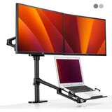 Alberenz® dubbele monitorarm met laptop standaard zwart - voor 2 schermen - Monitorbeugel - Ergonomisch ontwerp - Laptopstandaard