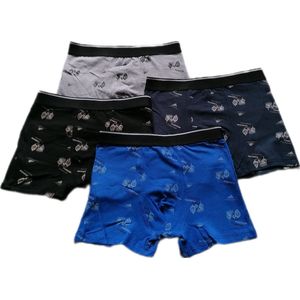 Boxershort - Heren - Set Van 4 - Blad Print Met Fashion Tekst - 4 Kleuren - Maat M - Cadeau - Kerst