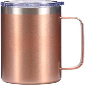 Mastersøn Thermosbeker met Handvat – Koffiebeker To Go - Travel Mug voor Koffie – Lekvrije Deksel – 360 ml - Rose goud