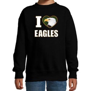 I love eagles sweater met dieren foto van een amerikaanse zeearend zwart voor kinderen - cadeau trui adelaars liefhebber - kinderkleding / kleding 134/146