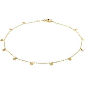 14K Geelgouden Enkelbandje - Rondjes Design - 1,0 mm Breed - Verstelbaar 24-26 cm