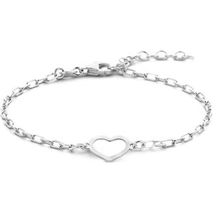 YO&NO - Armband - Hart - Dames - 16 + 3 cm - Sieraden Vrouw - Zilver 925