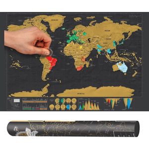 Scratch map deluxe - kras wereldkaart XL - Zwart