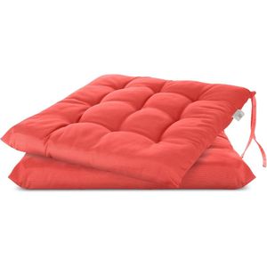Decoratief stoelkussen set van 2 - Rood polyester tuin zitkussen