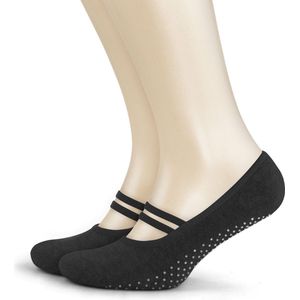 GoWith-katoen sokken-yoga sokken-1 paar-pilates sokken-anti slip sokken-dans sokken-huissokken-dames sokken-zwart-maat 35-40