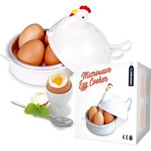 MikaMax Magnetron Eierkoker - Microwave Egg Boiler - Eenvoudig Klaar te Maken - Binnen 10 min Klaar - Ruimte voor 4 Stuks