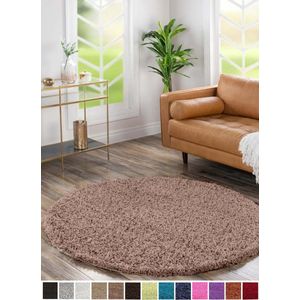 Flycarpets Candy Shaggy Rond Vloerkleed - 120x120cm - Mocca