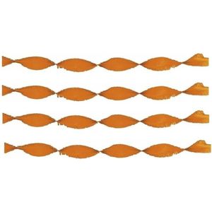 4x Crepe papier slingers 6 meter oranje - feestslingers