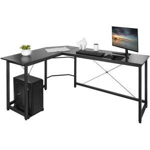 Gaming Bureau - Gaming Desk - Gaming Tafel - Computertafel - Computer bureau - L-Vormig - 190x120x75cm – Zwart Hoekbureau – Groot Computerbureau voor Thuiswerk, Gaming en Studie
