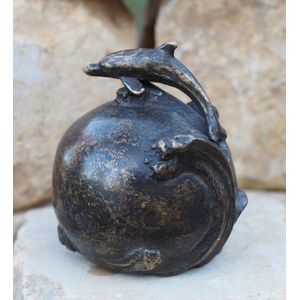 Bronzen urn - mini urn met dolfijn - Bronzartes - 8 cm hoog