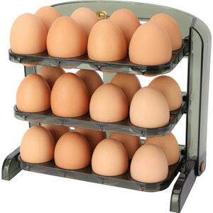 Belle Vous Ei Opslag Houder voor 24 Eieren - Plastic Koelkast/Diepvries Veilige Container - Ruimtebesparende 3 Laags Keuken Ei Dispenser/Organizer Doos