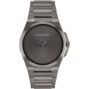 Calvin Klein CK25200458 META-MINIMAL Heren Horloge - Mineraalglas - Staal - Grijs - 41 mm breed - Quartz - Vouw/Vlindersluiting - 3 ATM (spatwater)