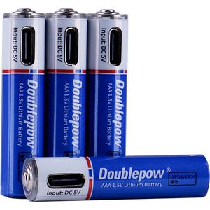 Doublepow USB-C Oplaadbare Li-ion AAA Batterij 600mWh - Marktleider Hoge Capaciteit - AAA Batterijen - Oplaadbaar via USB-C (4 Stuks)