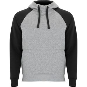 Grijs / Zwarte Hoodie met raglan mouwen model Badet merk Roly maat 2XL