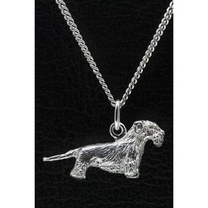 Zilveren Boheemse terrier cesky ketting hanger - groot