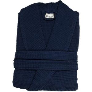 I2T Wafel badjas zonder Capuchon - Navy blauw - L/XL
